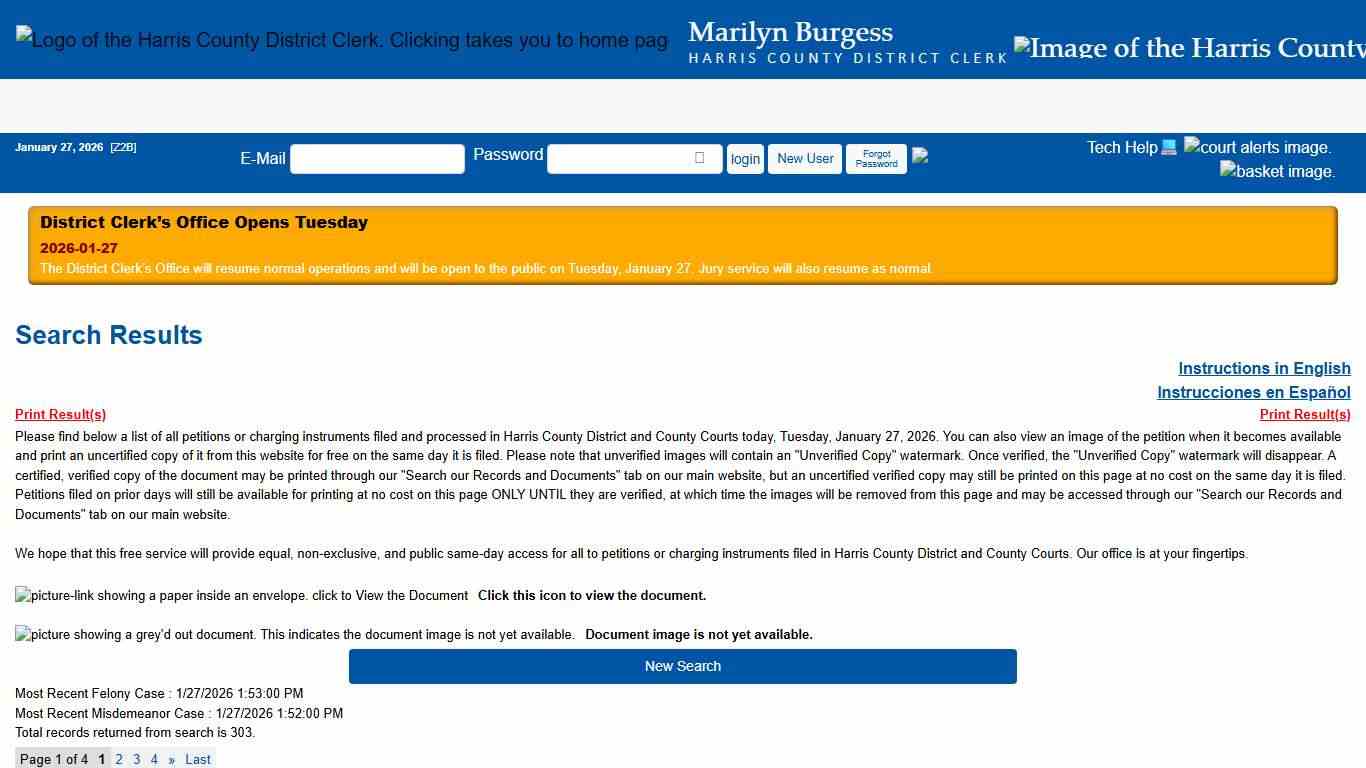 Office of Harris County District Clerk - Marilyn Burgess Search Our Records