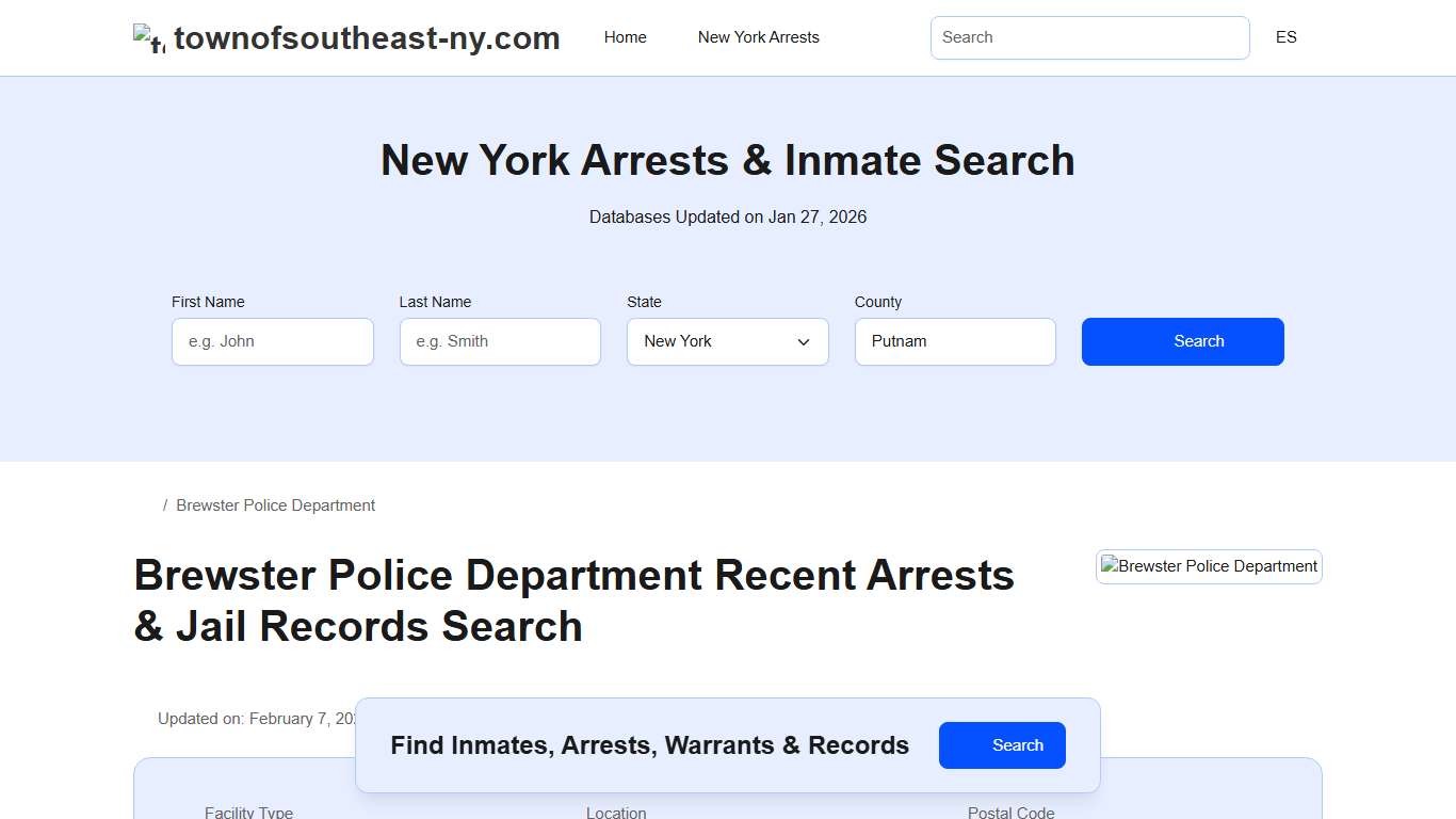 Brewster Police Department, NY Arrests, Records, Jail Roster Lookup